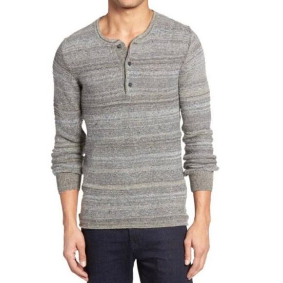 Billy Reid Men’s Textured Wool Blend Henley Sweater Size S Gray Made in Italy - Picture 12 of 12